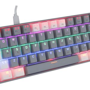 Teclado Mecanico Gamer Superframe Crepz, Rainbow, Switch Outemu Blue, Abnt2, 60%, White/Grey, Sf Crepz Rainbow Wg