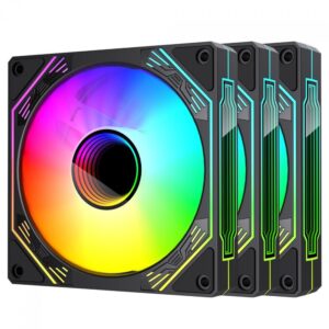 Kit Com 3 Ventoinhas Ryvel Aspen, 3X 120Mm, Argb, Preto Ry Fn Ap Bl