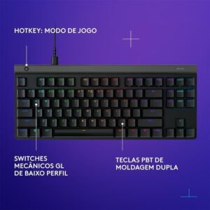 Teclado Mecanico Gamer Logitech G515 Tkl, RGB Ligthsync, USB 2.0, Preto   920 012868