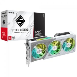 Placa De Video Asrock AMD Radeon RX 9060 Xt Steel Legend Oc, 8GB, Gddr6, Fsr, Ray Tracing, White, 90 Ga5Zzz 00Uanf