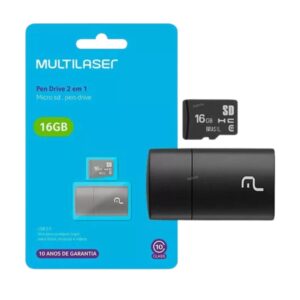 Pen Drive 2 Em 1 Multi Leitor USB Cartão De Memória Classe 10 16GB   Mc162