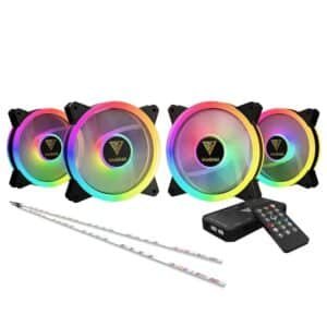Kit 4 Fans RGB Com Fita Led RGB Aeolus M2 1204r Elite