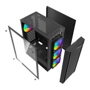 Gabinete Gamer Aigo Darkflash Dk353, RGB, Mid Tower, Lateral De Vidro, Com 4 Fans, Preto, Dk353 Bk