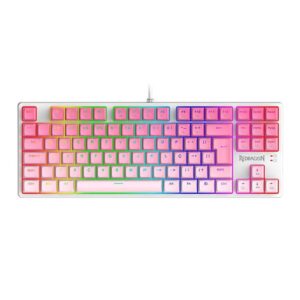 Teclado Gamer Redragon Daksa Branco E Rosa RGB Com Switch Marrom Modelo K576Gp RGB (Pt Brown)