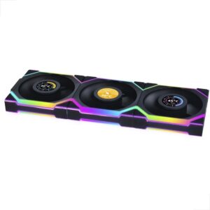 Kit 3 Fan Gamer Uni Fan Sl Wireless Lcd 120 Argb Preto