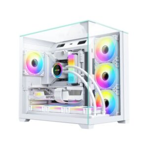 Gabinete Gamer Kmex Aquario Cgw1fd Mega Shark Branco Atx sem Fan