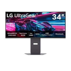 Monitor Gamer Curvo 34" Lg Ultragear Qhd Ultrawide 160hz 1ms Freesync Premium Hdr10 Altura Ajustavel Som Integrad, 34g600a-b